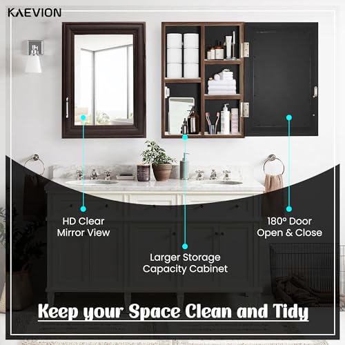 Image of Waterproof Wardrobe Mirror with Inside 5 Shelf Storage | Multipurpose Uses Wall Hanging Mirror - (wenge Color Shade)