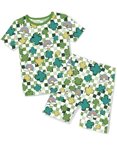 babee Reshinee Bamboo Viscose Toddler Pajamas Boys Girls Kids Baby Cool Short Summer St. Patrick's Day 4-5T Two Piece