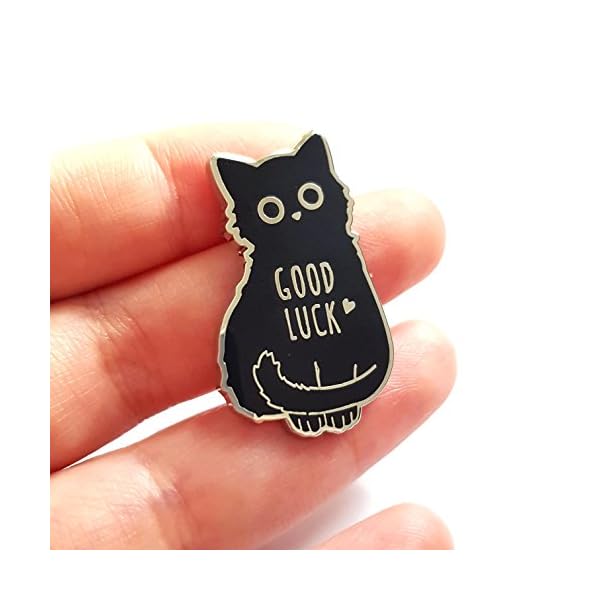 Good Luck Black Cat Enamel Pin Lucky Charm Lapel Pin Backpack pins, Black - Image 3