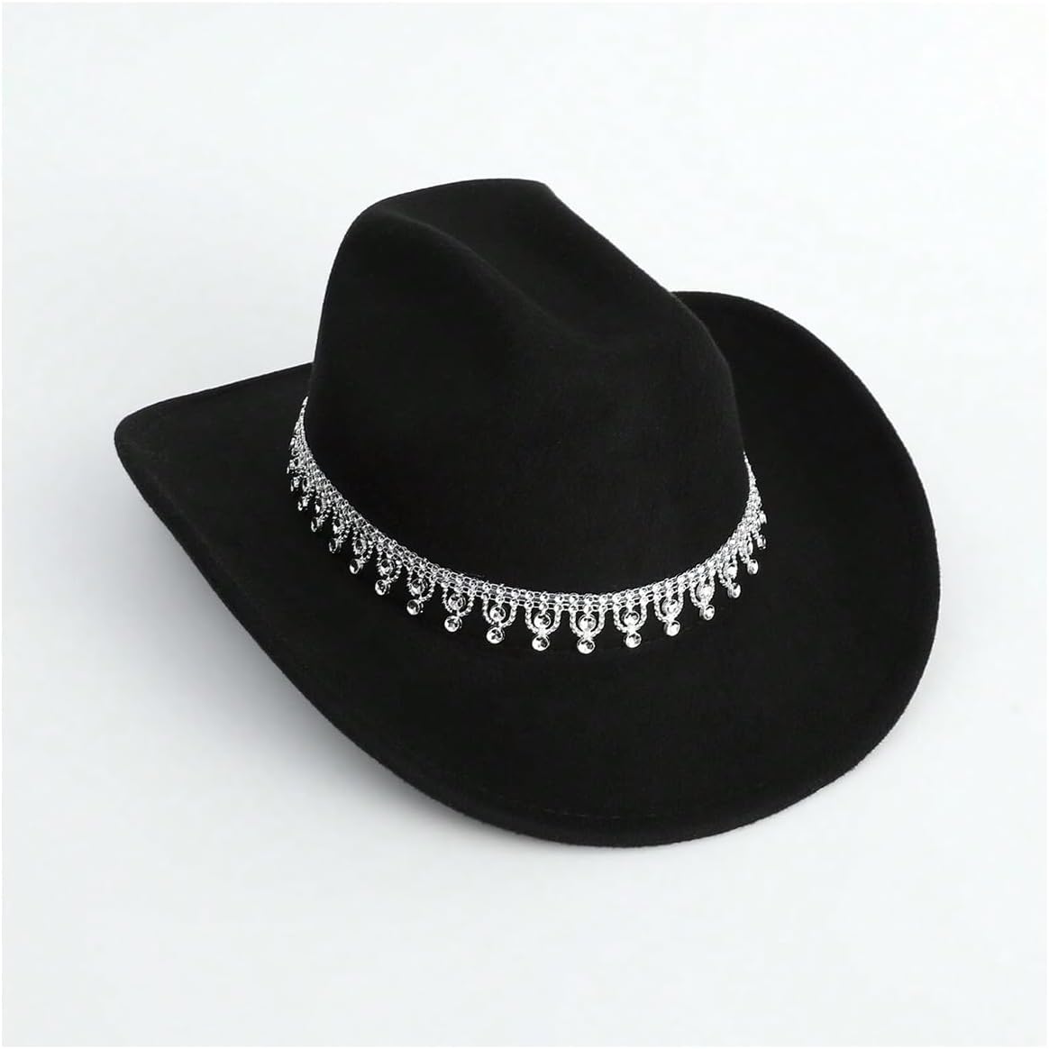 Women's Rhinestone Sequin Fedora Cowboy Hat Boho Western Wide Brim Cowgirl Hats - Image 3