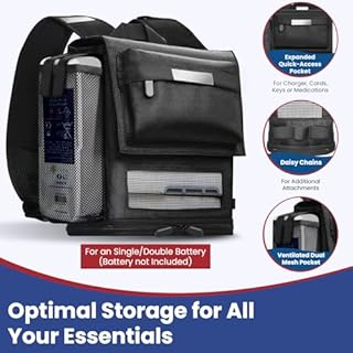 Glucomfy - Ultralight and Rugged 360 Ventilated Backpack for Inogen One G5/Rove 6/OxyGo Next Portable Oxygen Concentrator - 1680D Fabric, Reflective Safety Straps, Trolley Sleeve