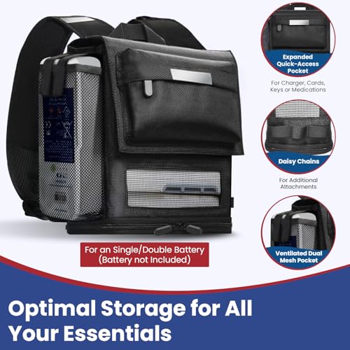 Image of Ultralight and Rugged 360 Ventilated Backpack for Inogen One G5 /Rove 6 /OxyGo Next Portable Oxygen Concentrator - 1680D Fabric, Reflective Safety Straps, Trolley Sleeve