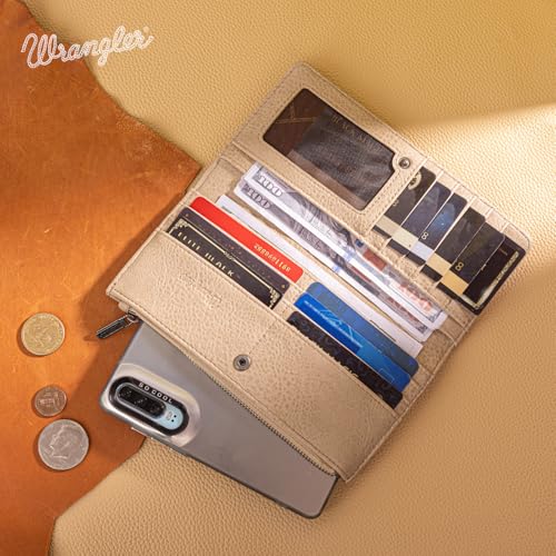 Image of Wrangler Wristlet Wallets Western Wallet for Women Floral Tooled Womens Wallet Boot Stitch Purses