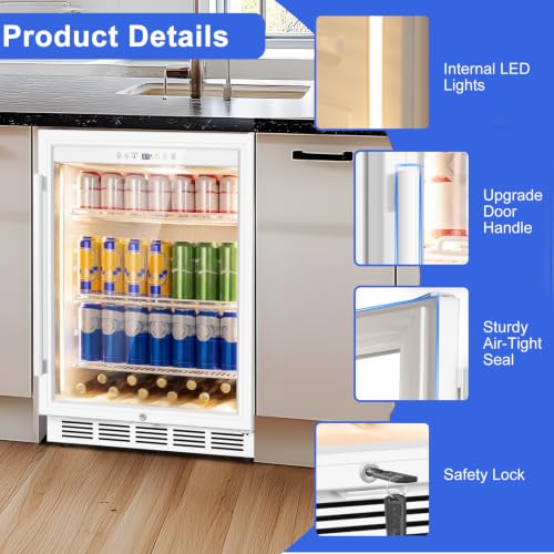 Image of FoMup 24 inch Undercounter Beverage Refrigerator with Glass Door, 200-Can