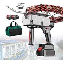 15m Electrician Stringing Threading Machine, Cable Insertion & Extraction Tools, Professional Wall Threading Wire Machine & Punch Down Tool, One-Click Threading, with Tool Bag,2-battery