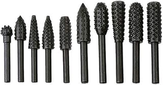 Eyech 10pc Carbide Rotary Burr Rasp Set Wood Carving File Rasp Drill Bits Fit for Dremel Rotary Tools DIY Polishing Grinding Engraving Woodworking Tools