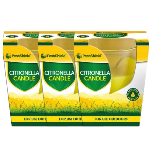 Citronella Outdoor Candle Natural Insect Repellent Scented Candle for Garden, Patio & Camping Assorted Colours Long Lasting Burn Available in Multi-Pack Options (Glass Jar, Pack of 3)