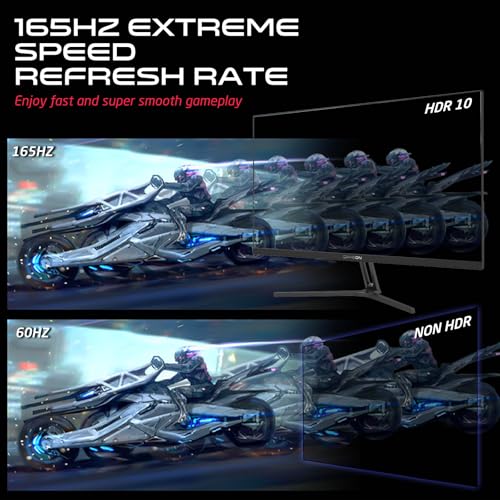 GAMEON 24” IPS Gaming Monitor – FHD 1920x1080, 165Hz Refresh Rate, 1ms Response Time, Edge-Lit LED Display, Antiglare 3H Hard Coating, HDR Support, Two HDMI Ports, FreeSync G-Sync, GOE24FHD165 - Black