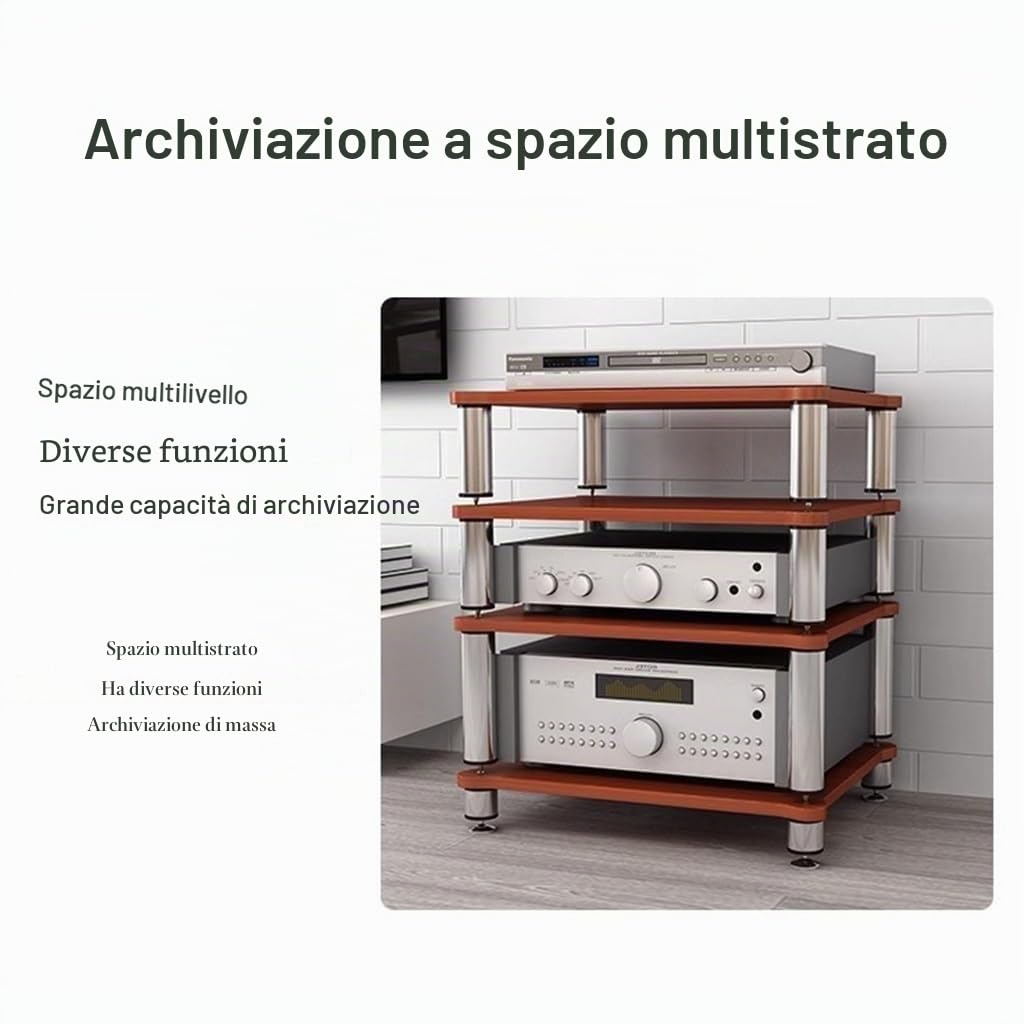 Cabinet Audio HIFI Supporto Per Lettori Di Dischi HIFI A 2/3/4 Piani Rack E Supporti HiFi Armadio Rack Audio Scaffale AV Tavolo TV Per Amplificatore/tavolino/sky Box/stampante(Black,60*48*76c