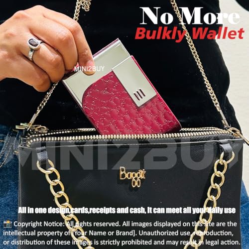 Image of Mini2buy Customized Name Engraved Card Holder for Credit, Debit, ATM, and Business Visiting Cards from Premium Stainless Steel Size Ideal for Personal use or Corporate Gifting (Marron-Customized)