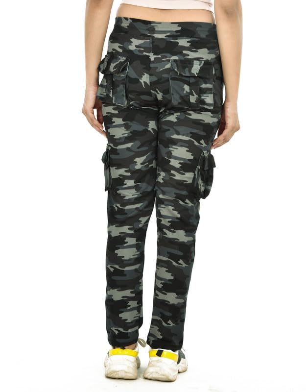 Image of Dry-Fit Women Military Camouflage 6 Pocket Joggers Gym Trackpant Sports Pant | Black