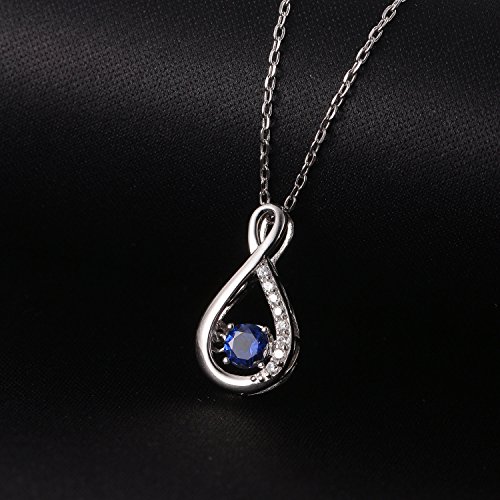 Caperci Sterling Silver Blue Sapphire Jewelry Infinity Pendant Necklace - Mothers Day Necklace Gift for Wife Women - Thumbnail 7