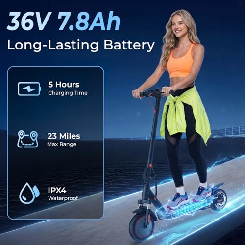 Image of Electric Scooter - 500W Motor, Foldable E Scooter with Dual Suspension, APP Control, 21 MPH Top Speed, 23 Miles Range, 8.5 inch Pneumatic Tires, Dual Brake Commuter Electric Scooter