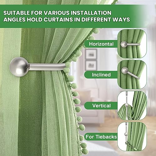 Metal Curtain Tie Backs,Silver Curtain Holdbacks,2 Pieces Curtain Tie Backs Hooks,Curtain Tiebacks With Screws,Tie Backs Hooks For Curtains - Image 3
