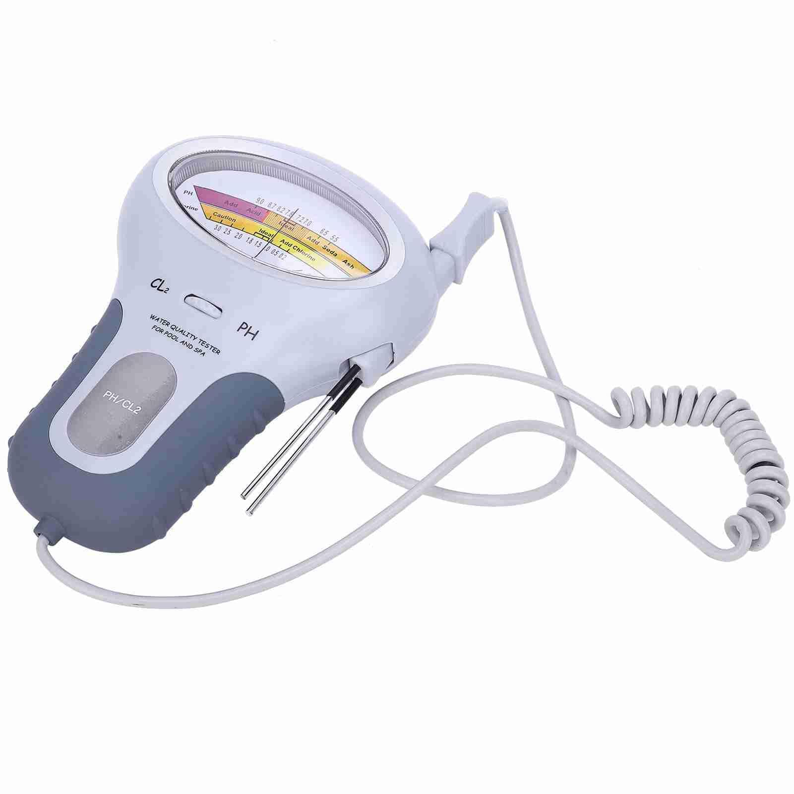 YWBL-WH Pool-Wasserqualitätsanalysator mit CL2 Chlor- und pH-Sensor, multifunktionales Messgerät für Pool-Wasser, Chlor-pH-Wasserzähler mit LCD Display, Wasserqualitätstester für Schwimmbad