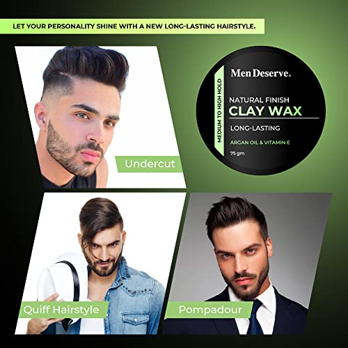 Men Deserve Natural Finish Hair Clay Wax (75gm) - Image 5