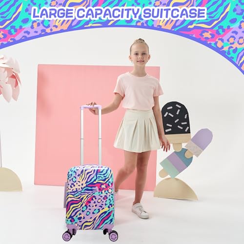 Image of Kids Luggage with Spinner Wheels Carry on Suitcases for Girls 2 Piece Luggage Sets 16 inch Toddler Suitcase for Kids Rolling Suitcase Airline Approved