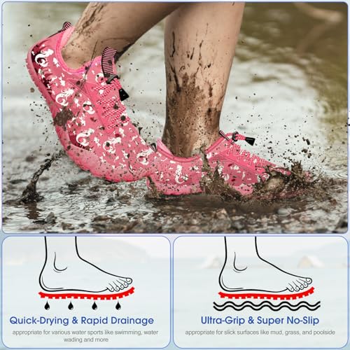 Image of Built-in Heel Grips Water Shoes for Kids Girls Boys Hiking Wide Barefoot Swim Beach Pool Big Kid