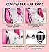 Cat Ear Bluetooth Motorcycle Helmet, DOT Certification Full Face Flip-Up Motorbike Helmet, Cool Cute Cat Helmets with HD Visor and Ventilation Syste, for Adults Men Women S~XL