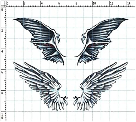 3 Pieces Cool Angel Demon Wings Body Tattoo Stickers Fake Temporary Tattoos for Women Men