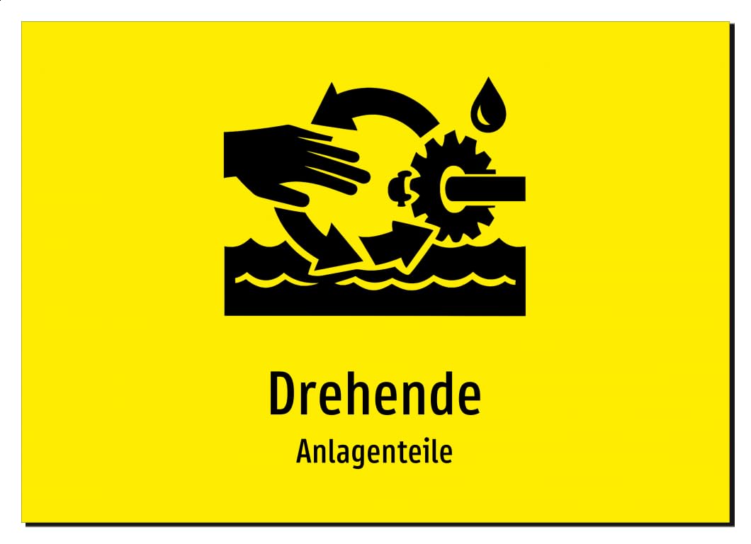 Drehende - Anlagenteile | Aluminiumschild A4, 297 x 210mm | mit Symbolgrafik und Text