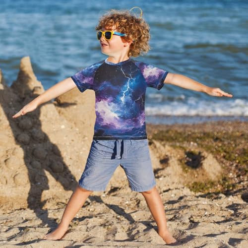 Kids Swimsuit Cloud Lightning Storm Sunscreen T-Shirts Swimwear Sets UPF 50+4
