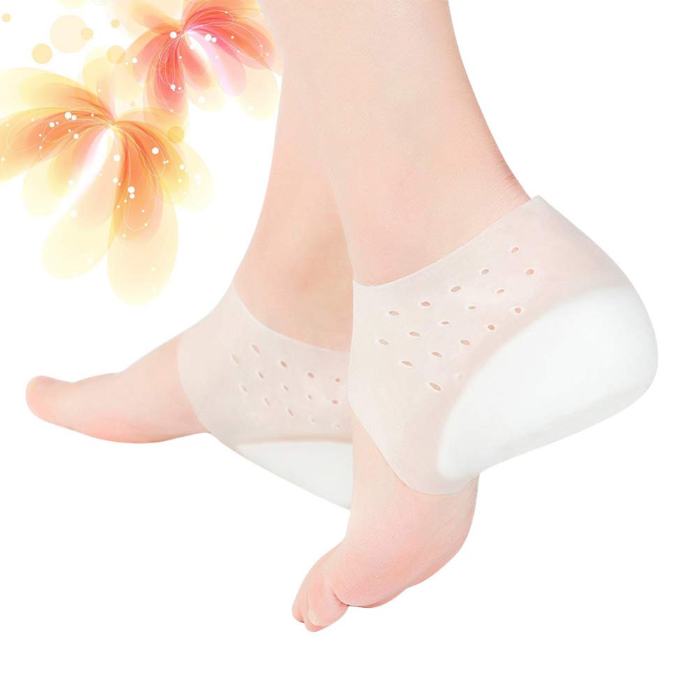 HEALLILY Height Increase Heels Sleeves Invisible Silicone Gel Heel Cushion Heel Cups For Plantar Fasciitis Inserts Pads 33-39Yards (3cm) 1