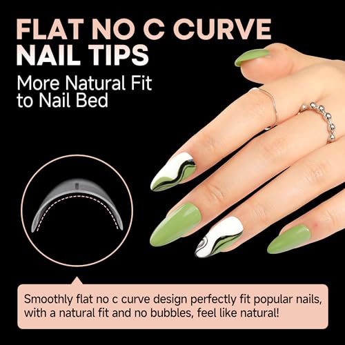 Image of UNA GELLA Almond Gel Nails Tips Medium: 504pcs Full Matte Soft Gel Almond Shape Nail Tips Half Cover Clear Gelly Tips for Nail Art Press On Nails 12 Sizes, Nail Extensions