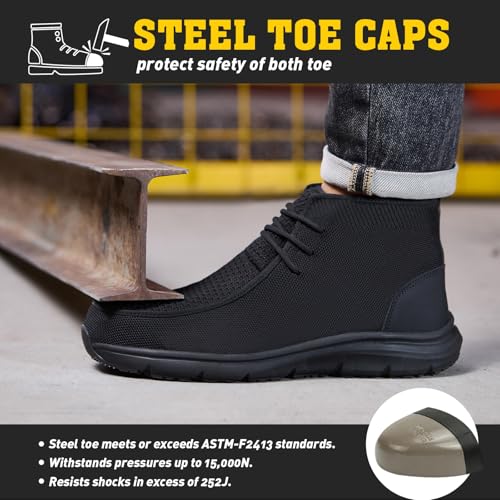 Steel Toe Shoes for Men Women Comfortable Lightweight Breathable Waterproof Slip Resistant Safety Work Boots2