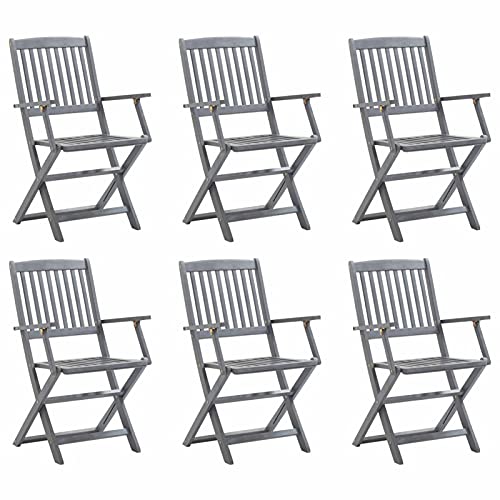 Homgoday Sillas Plegables de jardín 6 Unidades Madera Maciza de Acacia sillones de Jardin sillas Jardin Exterior sillas terraza Exterior sillas Modernas Jardin