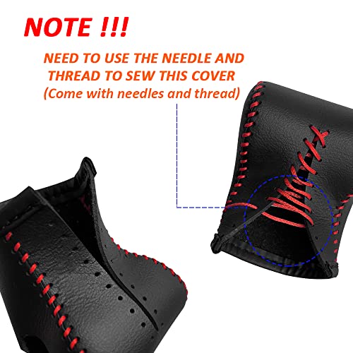 DEYTOP Gear Shift Cover for Kia Soul 2023-2020 Gear Knob Trims for Kia Carnival 2022 2023 Accessories Auto Leather Gear Shifter Knob Protector (Black with Red Stitches) by DEYTOP - Used condition - Image 2