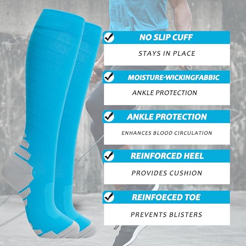 Image of fenglaoda 8 Pairs Compression Socks for Men & Women 20-30 mmHg Knee High Nurse Pregnant Running Medical and Travel Athletic
