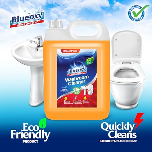 Image of Blueoxy Bathroom and Toilet Cleaner | Organic Floor Cleaner | Bathroom Cleaner Liquid | Bathroom Cleaner Lime | Scale Remover | Bathroom Tile Cleaner | Tiles & Surface Cleaner | Pack of 5 Ltr