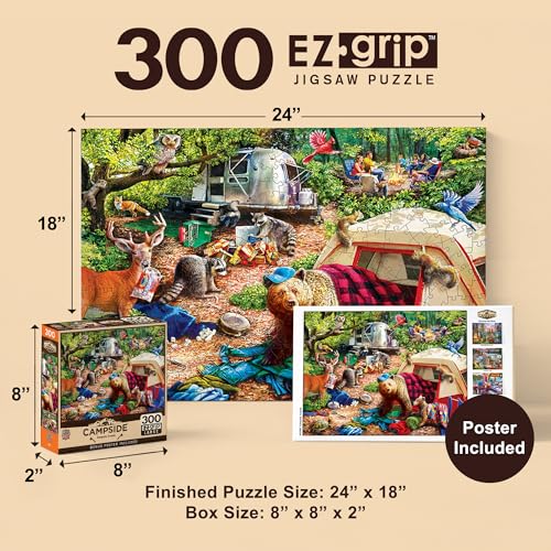 Image of MasterPieces 300 Piece EZ Grip Jigsaw Puzzle - Campsite Trouble - 18 inchx24 inch