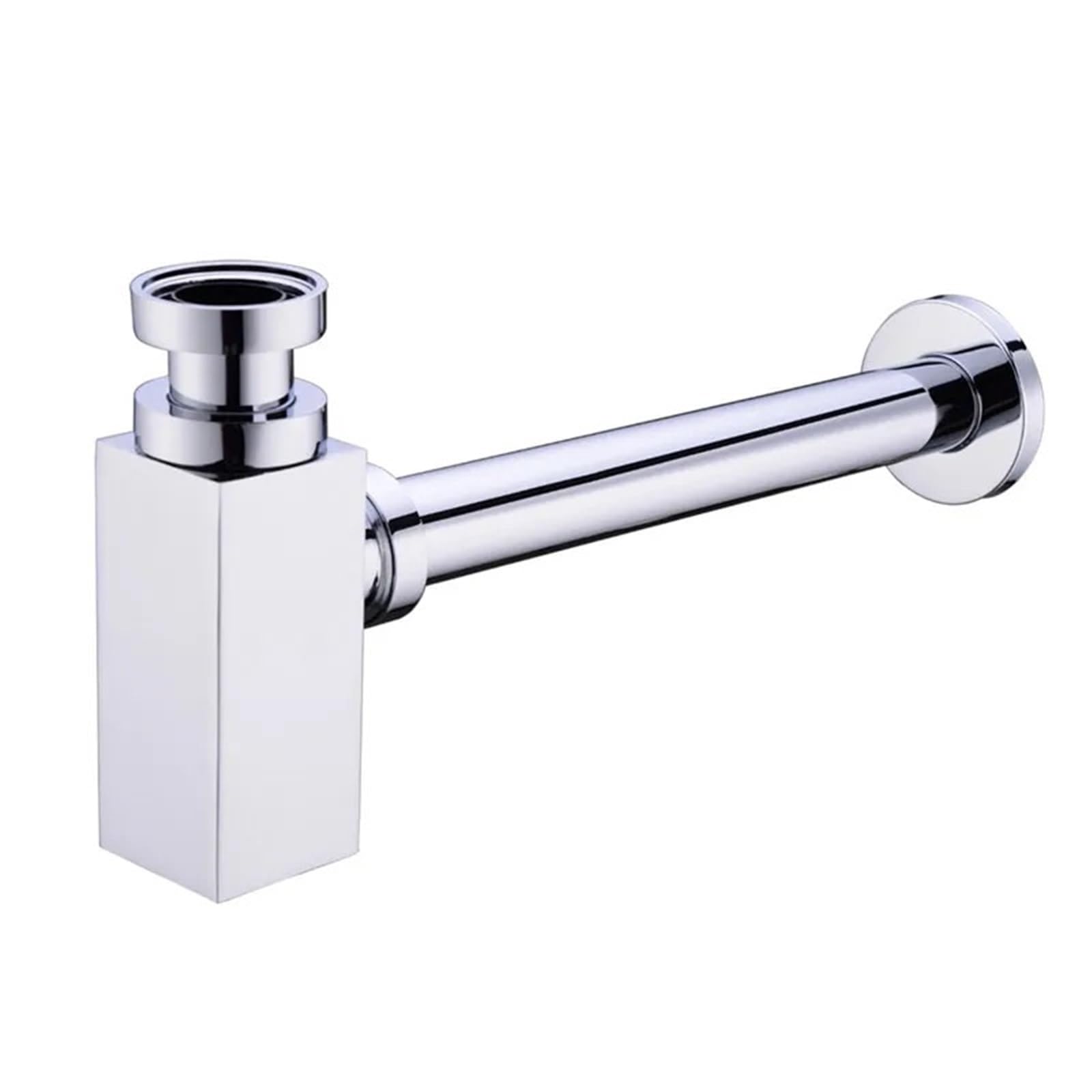 Sifone A Bottiglia Sifone for lavandino del bagno, kit di tubi scarico for sifone for lavabo, filtro pop-up moderno in ottone(Silver)