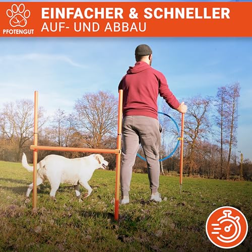 PFOTENGUT® Agility Set Hunde [11-TLG.] - vielseitiges Steckhürden-Set mit Hundetunnel, Slalom & Co. für Hundetraining und Hundesport - inkl. Zubehör & Transport-Tasche