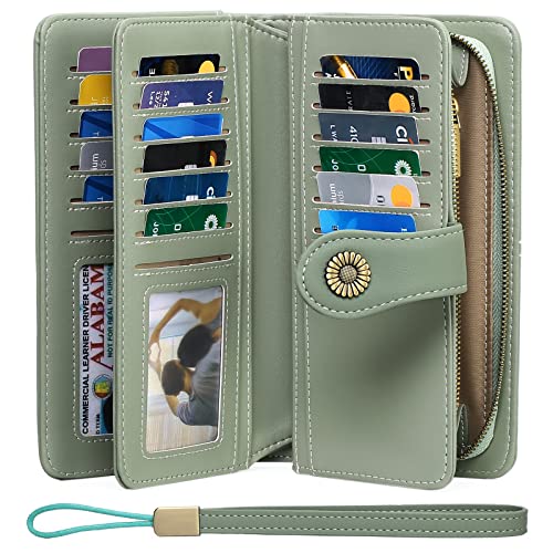 Image of FALAN MULE Wallets for Women Trifold Wristlet Wallets Large Capacity RFID Blocking Ladies Purse Credit Card Holder
