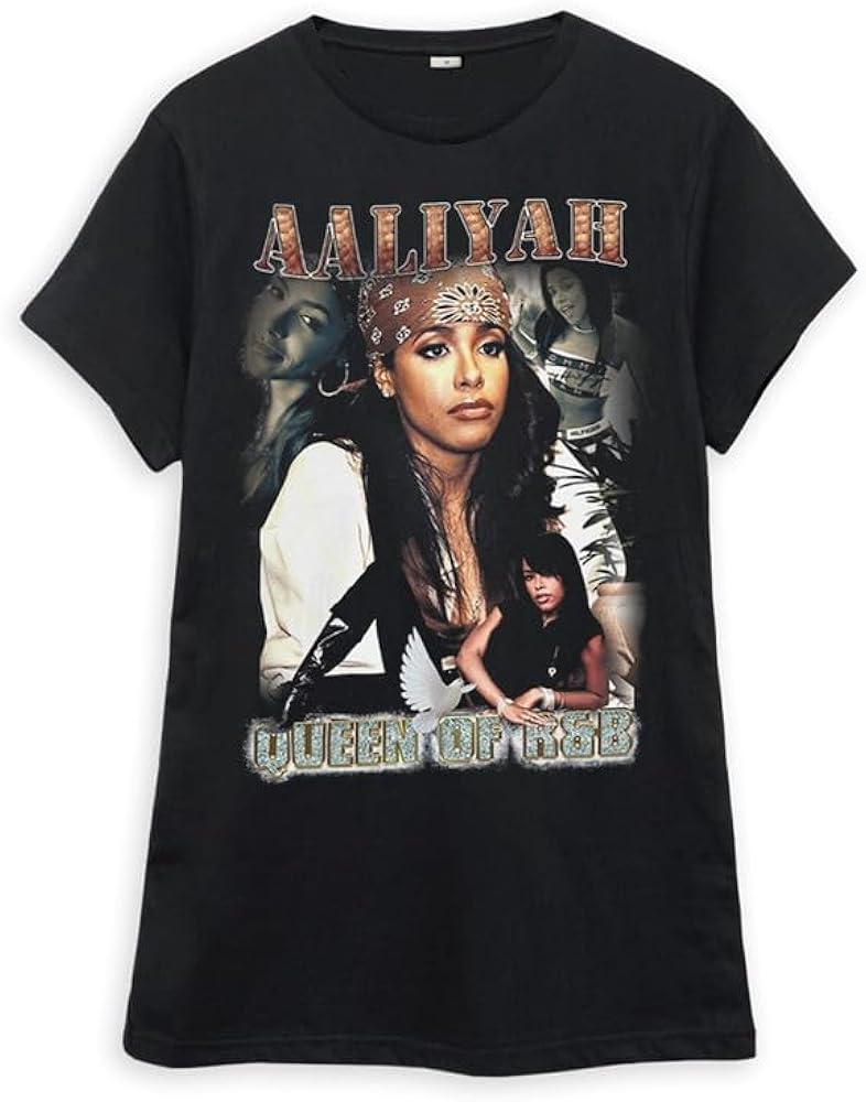 Amazon.com: Aaliyah - Queen of R&B Women's T-Shirt Small Black