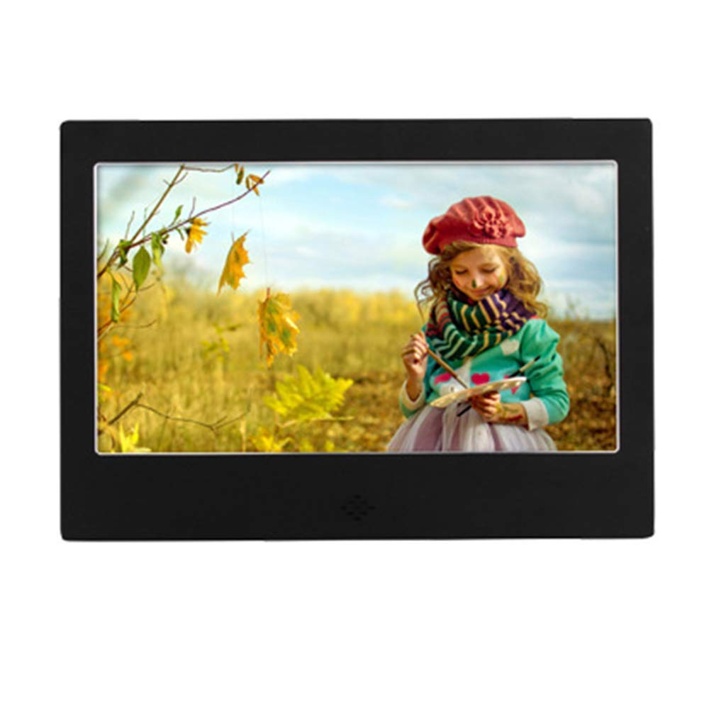 Cadre photo numérique LED 10 pouces en métal noir avec télécommande
