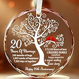 Bozspacer 20th Wedding Anniversary Ornament for Couple, Wife, Husband or Parents, Unique China Anniversary Wedding Gift Ideas, Glass Ornament, Elegant Keepsake to Celebrate Twenty Years of Love