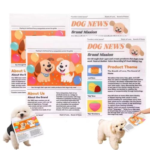 2-Pack Indestructible Newspaper Dog Toy Creaks Newspaper Squeaker Toy for Dogs Interactive Crinkle Dog Toy Durable Washable Bite-Resistant Pet Toys for Small Medium Dogs Poodle Teddy (2pcs)