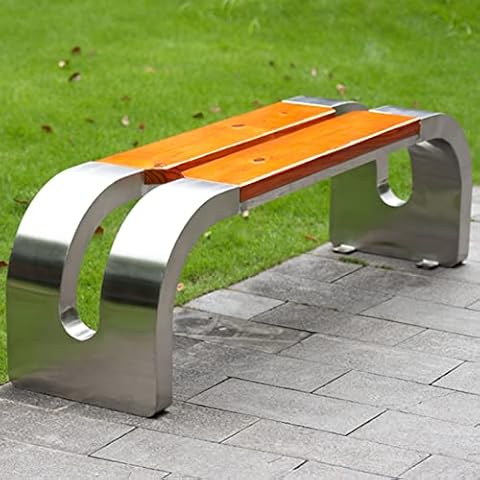 Outdoor Garden Bench Porch Deck Seating Bench, Heavy Duty Stainless Steel Bench Loveseat Weather Resistant Solid Wood Furniture Seating, Porch Work Entryway Sitting Bench, for Lawn Backyard Balcony Cover