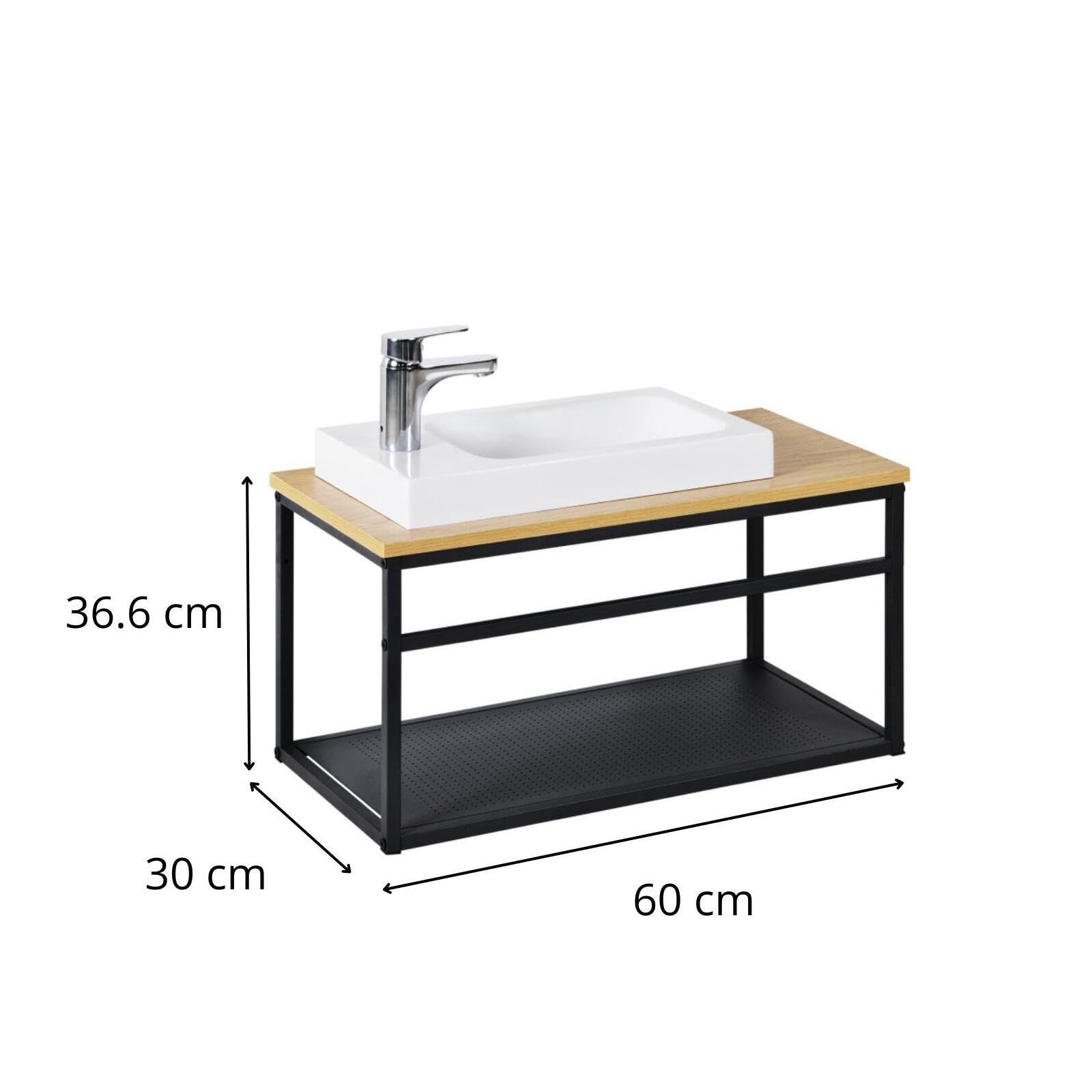 Mueble para lavamanos de madera y metal con lavabo blanco Will