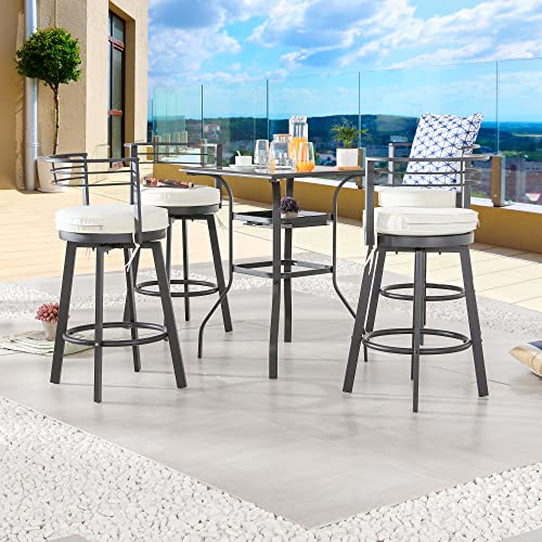 Image of LOKATSE HOME 4 Pieces Outdoor Swivel Bar Stools Set Armless Bistro Furniture Patio Height Metal Chairs with Cushion