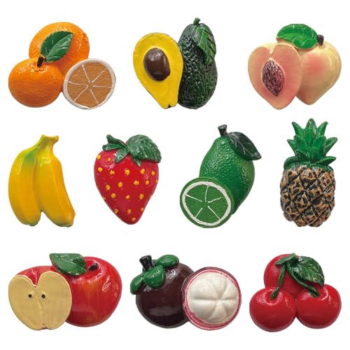 Set 10 Imánes Decorativos de Frutas para Refrigerador