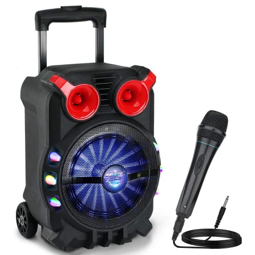 Karaoke Machine for Kids and Adults, MicPioneer Bluetooth PA System Speaker with Microphone and LED Lights, Gift Idea for Christmas and Birthday Party