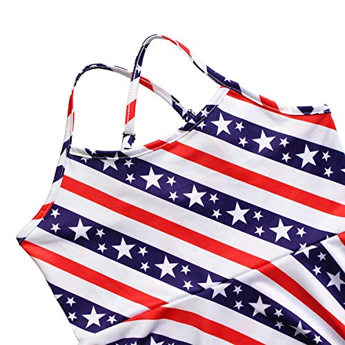 Girls Summer Cami Dress Unicorn Spaghetti Strap Dresses Patriotic 4th of July American Flag Dresses3