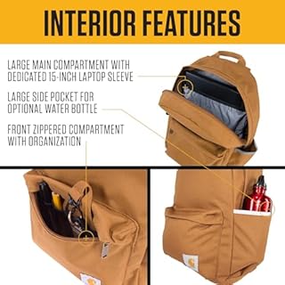 Carhartt Sac à dos unisexe pour ordinateur portable 21 l, sac à dos durable résistant à l'eau avec housse pour ordinateur portable, Sac à dos classique (Noir), One Size, Sac à dos pour ordinateur