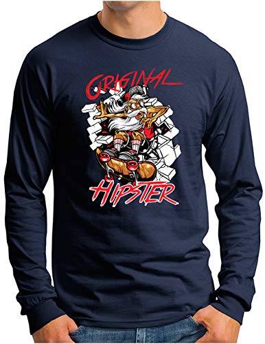 T-shirt manches longues coton OM3 Original Hipster bleu anti frottement skate