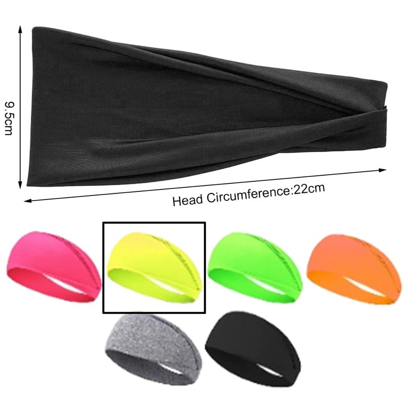 2PCS Milk Silk Headbands Yellow 9.5 * 22CM Soft Head Band,Stretchy Sport headbands for Unisex fitness,Running,Tennis - Image 2